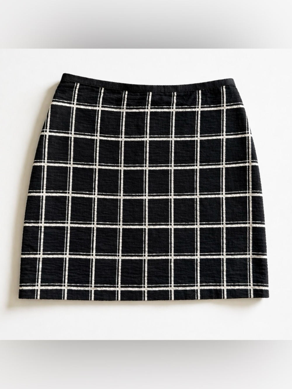 Madewell‎ Windowpane Mini Skirt Size 0 Black White Gauze Cotton - Picture 2 of 9